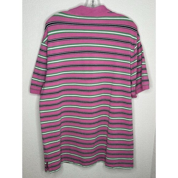 Polo Golf Ralph Lauren Shirt Mens Extra Large Pink Green Stripe Golf Preppy XL - Picture 3 of 13